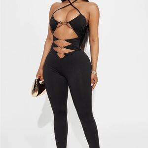 Dance All Night Cut Out Jumpsuit - Black
